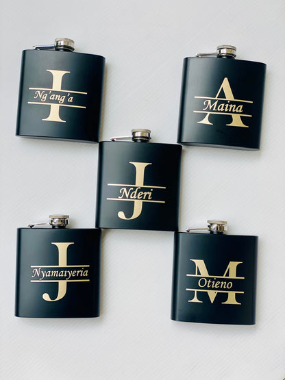 8oz Black Matte Hip Flask - Stainless Steel with Funnel