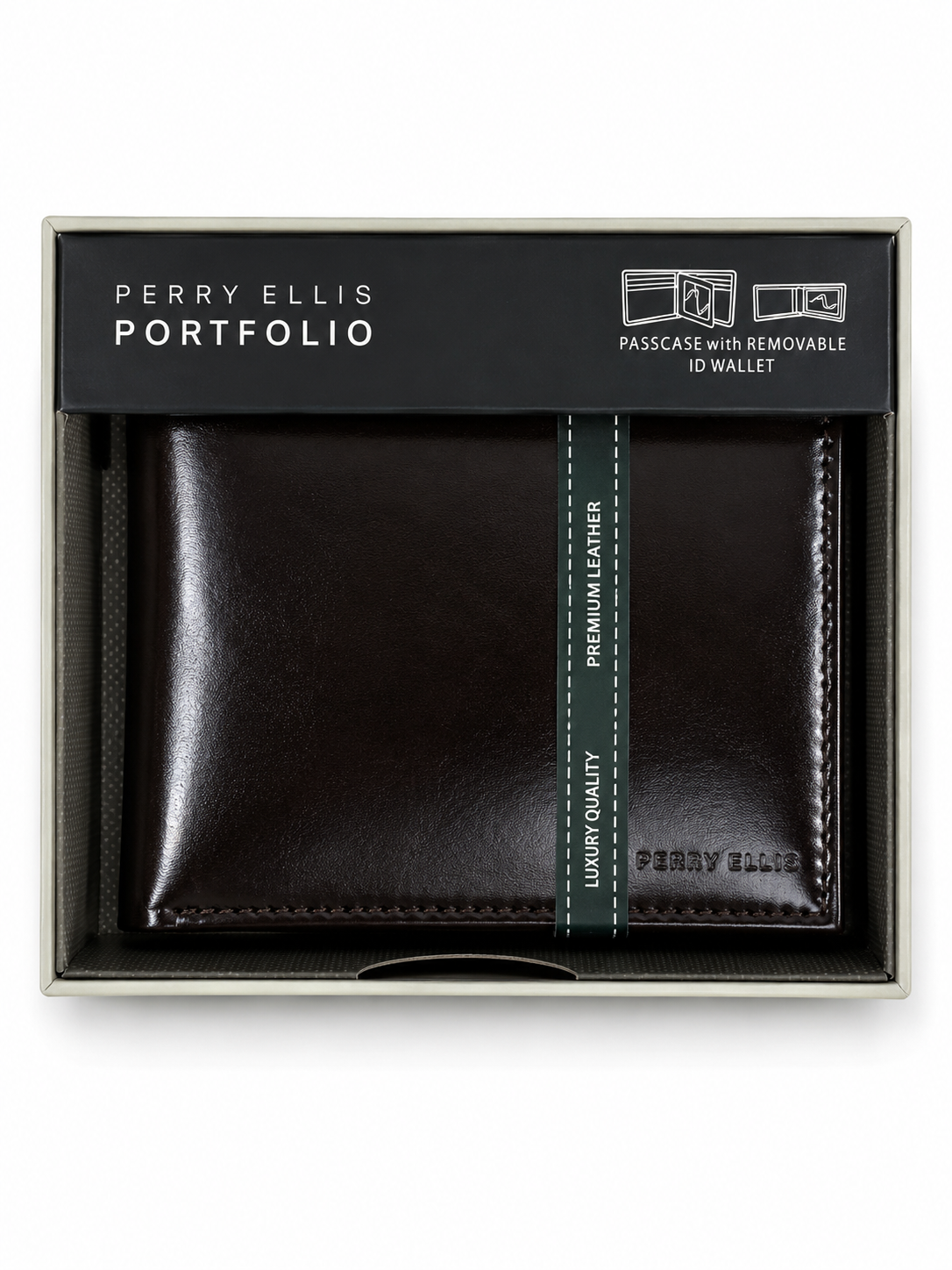 Perry Ellis Portfolio Premium Leather Wallet Gift Set