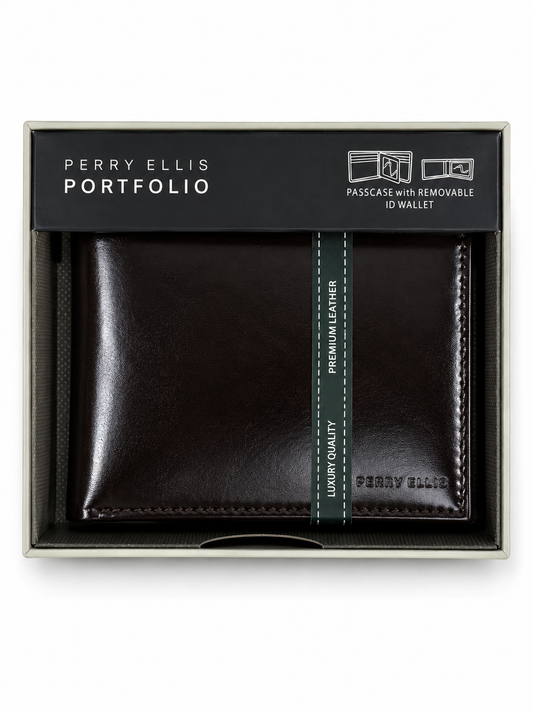 Perry Ellis Portfolio Premium Leather Wallet Gift Set