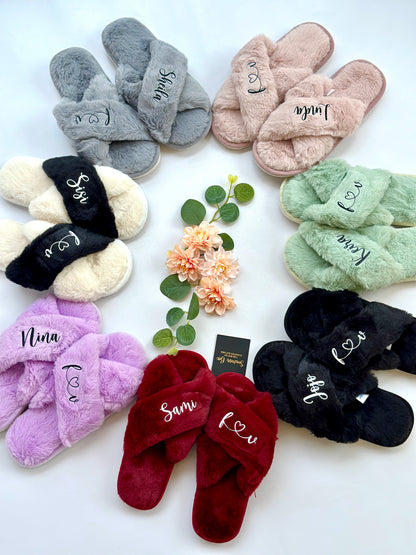Soft Plush Furry Indoor Slippers - Customizable