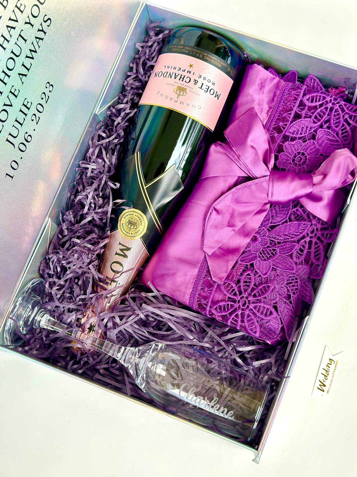Luxury Maid of Honor Gift Box - Silk Robe & Moët