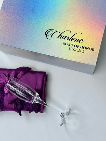 Luxury Maid of Honor Gift Box - Silk Robe & Moët