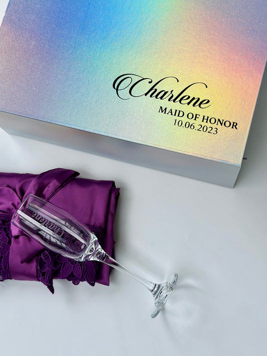Luxury Maid of Honor Gift Box - Silk Robe & Moët