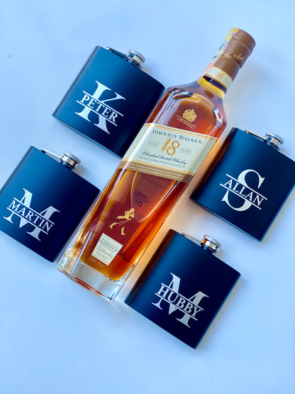 8oz Black Matte Hip Flask - Stainless Steel with Funnel