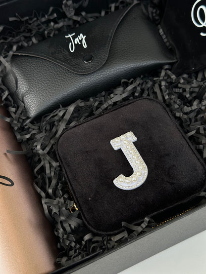 Portable Luxury Square Velvet Jewelry Storage Box with Zipper