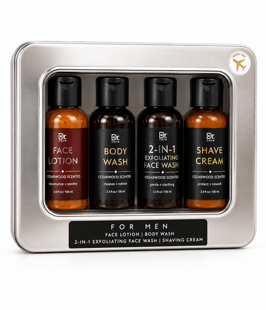 Dr. Wellness Men’s Grooming Travel Kit – 4-Piece Cedarwood Collection