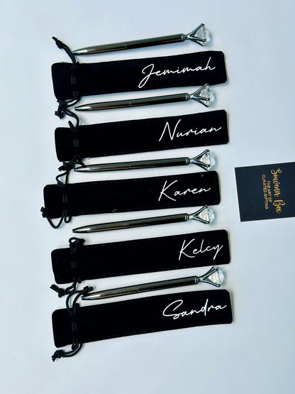 Diamond Metal Ball Pen with pouch