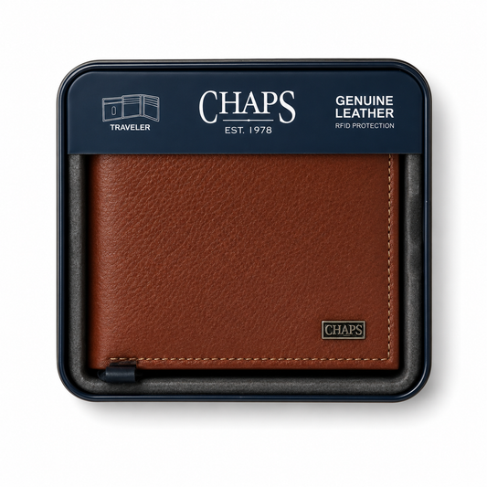 CHAPS Genuine Leather RFID Traveler Wallet