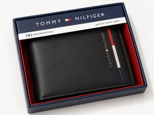 Tommy Hilfiger RFID Leather Wallet – Signature Stripe Edition