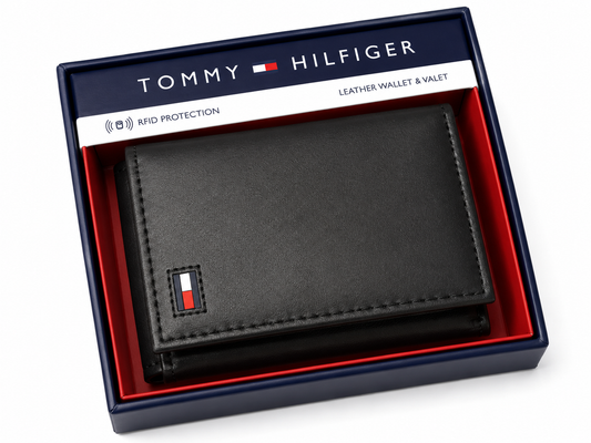 Tommy Hilfiger RFID Trifold Leather Wallet – Black