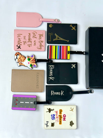 Leather Passport Cover With Luggage Tag for Travel