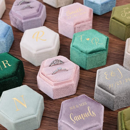 Velvet Double Ring Box - Personalisable